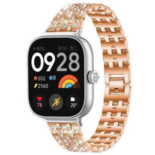 For Xiaomi Smart Band 9 Pro/8 Pro/Redmi Watch 5/4 xDfind Five Beads Full Diamond Metal Watch Band(Rose Gold)