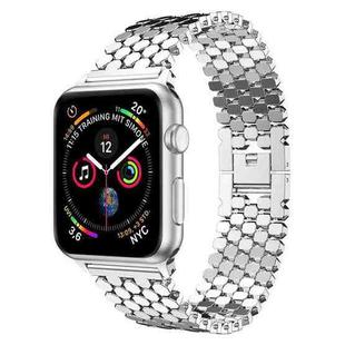 For Apple Watch 42 / 44 / 45 / 46 / 49mm xDfind Fish Scale Texture Metal Watch Band(Silver)