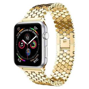 For Apple Watch 42 / 44 / 45 / 46 / 49mm xDfind Fish Scale Texture Metal Watch Band(Gold)
