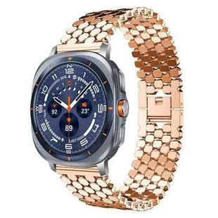 For Samsung Galaxy Watch Ultra/Ultra 2025 xDfind Fish Scale Texture Metal Watch Band(Rose Gold)