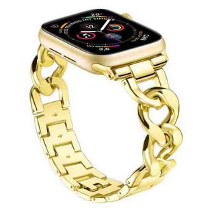 For Apple Watch 42 / 44 / 45 / 46 / 49mm xDfind Denim Chain Metal Watch Band(Gold)