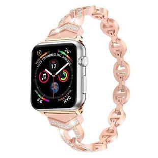 For Apple Watch 38 / 40 / 41 / S10 42mm xDfind Diamond Stainless Steel Watch Band(Rose Gold)