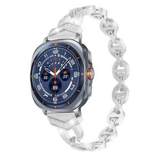 For Samsung Galaxy Watch Ultra/Ultra 2025 xDfind Diamond Stainless Steel Watch Band(Silver)