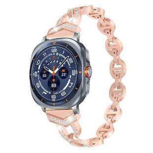 For Samsung Galaxy Watch Ultra/Ultra 2025 xDfind Diamond Stainless Steel Watch Band(Rose Gold)