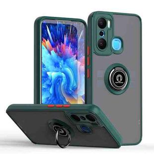 For Infinix Hot 20 Play Q Shadow 1 Series TPU + PC Phone Case with Ring(Dark Green)