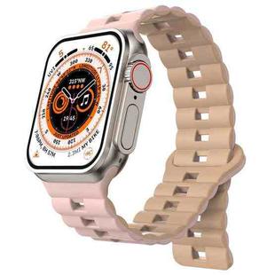 For Apple Watch 46mm / 49mm / 45mm / 44mm Magnetic Two-color Loop Silicone Watch Band(Oxford Pink Starlight)