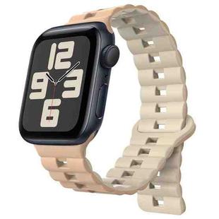 For Apple Watch 42mm / 41mm / 40mm / 38mm Magnetic Two-color Loop Silicone Watch Band(Creamy Antique White)
