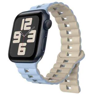 For Apple Watch 42mm / 41mm / 40mm / 38mm Magnetic Two-color Loop Silicone Watch Band(Misty Blue Starlight)