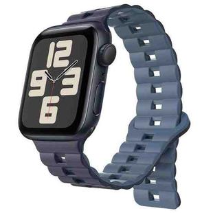 For Apple Watch 42mm / 41mm / 40mm / 38mm Magnetic Two-color Loop Silicone Watch Band(Dark Navy Light Navy)