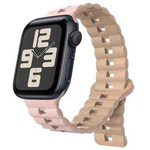For Apple Watch 42mm / 41mm / 40mm / 38mm Magnetic Two-color Loop Silicone Watch Band(Oxford Pink Starlight)