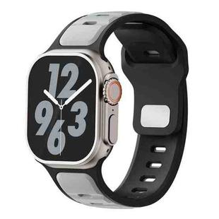 For Apple Watch 46mm / 49mm / 45mm / 44mm Two-color Liquid Silicone Watch Band(Light Grey Black)