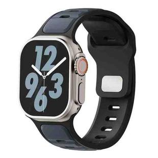 For Apple Watch 46mm / 49mm / 45mm / 44mm Two-color Liquid Silicone Watch Band(Midnight Black)
