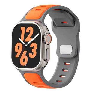 For Apple Watch 46mm / 49mm / 45mm / 44mm Two-color Liquid Silicone Watch Band(Orange Grey)