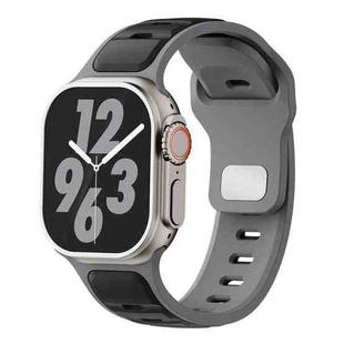 For Apple Watch 46mm / 49mm / 45mm / 44mm Two-color Liquid Silicone Watch Band(Black Grey)