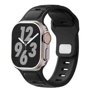 For Apple Watch 46mm / 49mm / 45mm / 44mm Two-color Liquid Silicone Watch Band(Black)