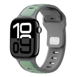 For Apple Watch 42mm / 41mm / 40mm / 38mm Two-color Liquid Silicone Watch Band(Grey Light Green)