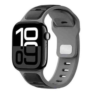 For Apple Watch 42mm / 41mm / 40mm / 38mm Two-color Liquid Silicone Watch Band(Black Grey)