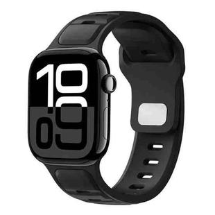 For Apple Watch 42mm / 41mm / 40mm / 38mm Two-color Liquid Silicone Watch Band(Black)