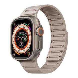 For Apple Watch 46mm / 49mm / 45mm / 44mm Cylinder Magnetic Two-color Loop Silicone Watch Band(Starlight)
