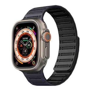 For Apple Watch 46mm / 49mm / 45mm / 44mm Cylinder Magnetic Two-color Loop Silicone Watch Band(Midnight Color Black)