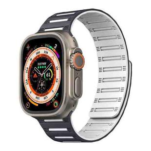 For Apple Watch 46mm / 49mm / 45mm / 44mm Cylinder Magnetic Two-color Loop Silicone Watch Band(Black White)