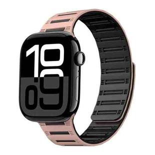 For Apple Watch 42mm / 41mm / 40mm / 38mm Cylinder Magnetic Two-color Loop Silicone Watch Band(Pink Black)
