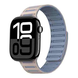 For Apple Watch 42mm / 41mm / 40mm / 38mm Cylinder Magnetic Two-color Loop Silicone Watch Band(Antique White Mist Blue)