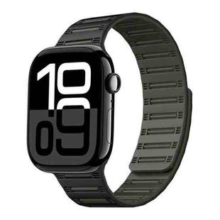 For Apple Watch 42mm / 41mm / 40mm / 38mm Cylinder Magnetic Two-color Loop Silicone Watch Band(Black Army Green)