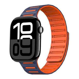 For Apple Watch 42mm / 41mm / 40mm / 38mm Cylinder Magnetic Two-color Loop Silicone Watch Band(Midnight Blue Orange)