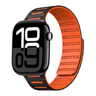For Apple Watch 42mm / 41mm / 40mm / 38mm Cylinder Magnetic Two-color Loop Silicone Watch Band(Black Orange)