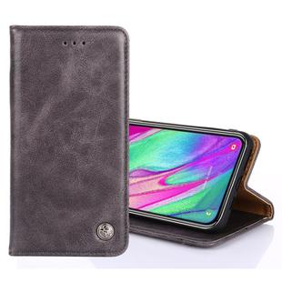 For Samsung Galaxy Note10+ Non-Magnetic Retro Texture Horizontal Flip Leather Case with Holder & Card Slots & Wallet(Grey)