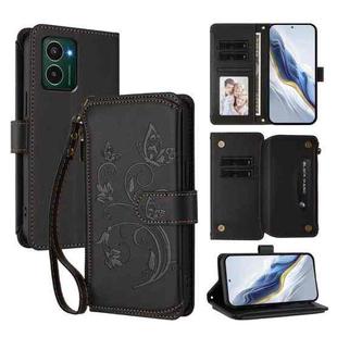 For HMD Pulse Pro / Pulse+ Butterfly Love Flower Multi-card Zipper Wallet Leather Phone Case(Black)