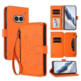 For Nothing Phone 2a Butterfly Love Flower Multi-card Zipper Wallet Leather Phone Case(Orange)