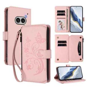 For Nothing Phone 2a Butterfly Love Flower Multi-card Zipper Wallet Leather Phone Case(Pink)