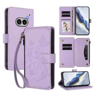 For Nothing Phone 2a Butterfly Love Flower Multi-card Zipper Wallet Leather Phone Case(Light Purple)
