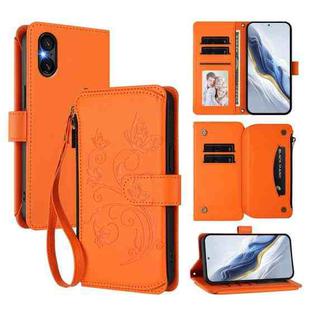 For Sony Xperia 5 VI Butterfly Love Flower Multi-card Zipper Wallet Leather Phone Case(Orange)