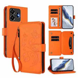 For ZTE Blade V60 Vita / V60 Design Butterfly Love Flower Multi-card Zipper Wallet Leather Phone Case(Orange)
