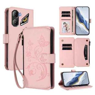 For ZTE Nubia Neo 3 GT Butterfly Love Flower Multi-card Zipper Wallet Leather Phone Case(Pink)