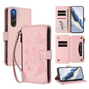 For ZTE Nubia RedMagic 10 Air Butterfly Love Flower Multi-card Zipper Wallet Leather Phone Case(Pink)