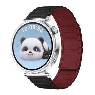 18mm xDfind I-shaped Magnetic Silicone Watch Band(Black Wine Red)