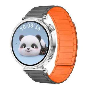 18mm xDfind I-shaped Magnetic Silicone Watch Band(Grey Orange)
