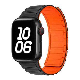 For Apple Watch 42 / 44 / 45 / 46 / 49mm xDfind I-shaped Magnetic Silicone Watch Band(Black Orange)