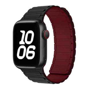 For Apple Watch 42 / 44 / 45 / 46 / 49mm xDfind I-shaped Magnetic Silicone Watch Band(Black Wine Red)
