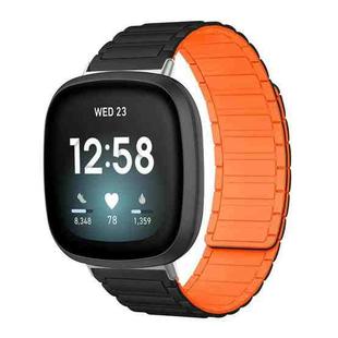 For Fitbit Versa 4 / 3 / Sense 2 / Sense xDfind I-shaped Magnetic Silicone Watch Band(Black Orange)
