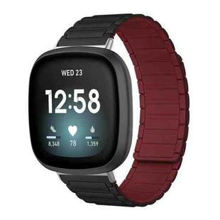 For Fitbit Versa 4 / 3 / Sense 2 / Sense xDfind I-shaped Magnetic Silicone Watch Band(Black Wine Red)