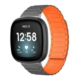 For Fitbit Versa 4 / 3 / Sense 2 / Sense xDfind I-shaped Magnetic Silicone Watch Band(Grey Orange)