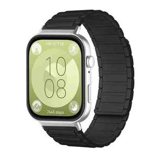For Huawei Watch Fit4 / Fit4 Pro / Fit3 xDfind I-shaped Magnetic Silicone Watch Band(Black)