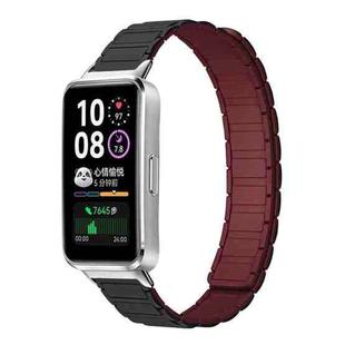 For Huawei Band 10 / 9 / 8 xDfind I-shaped Magnetic Silicone Watch Band(Black Wine Red)