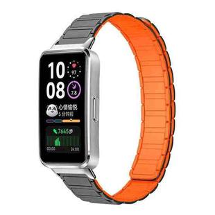 For Huawei Band 10 / 9 / 8 xDfind I-shaped Magnetic Silicone Watch Band(Grey Orange)