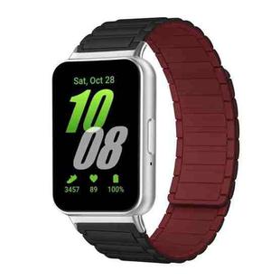 For Samsung Galaxy Fit3 SM-R390 xDfind I-shaped Magnetic Silicone Watch Band(Black Wine Red)
